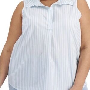 Style & Co. Blue & White Striped Blouse Sleeveless Pullover Shirt Size 3 X NWT